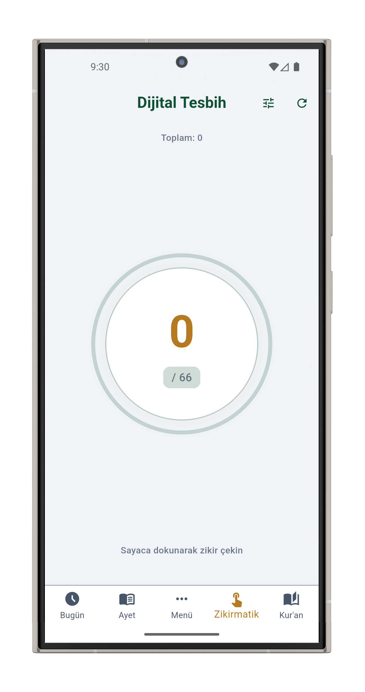 Zikir sayacı ekranı